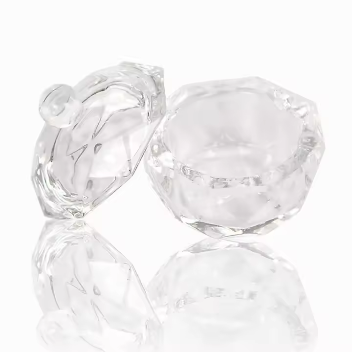 Taza De Vidrio Para Arte De Uñas Con Tapa Lámpara De Sobremesa Para Líquidos De Acrílico Limpiador De Cepillo De Uñas - 1