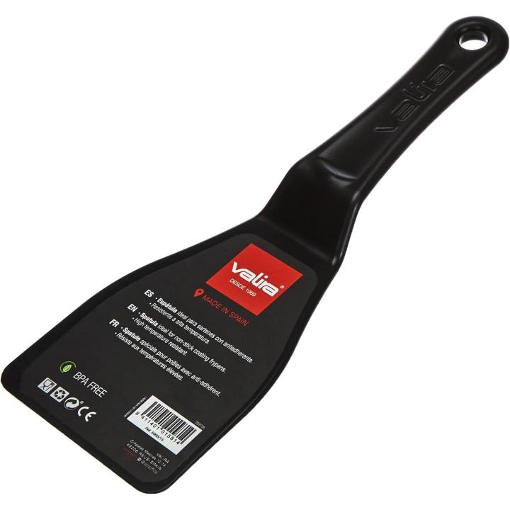 Valira Espátula de Cocina, Paleta Lasaña, Óptima para Repostería, Hamburguesas, Servir Lasaña y para Cocinar a la Plancha, Fabricada en Poliamida Libre de BPA, Resistente hasta 200ºC, Apta para el Lavavajillas, 28x10 cm, Color Negro