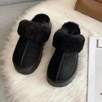 Botas De Piel De Vaca Para Mujer Invierno 2024 Moda Casual Coreana Versátil Cómodas Baotou Malla Roja Planas Abrazaderas De Lana Algodón - details 4