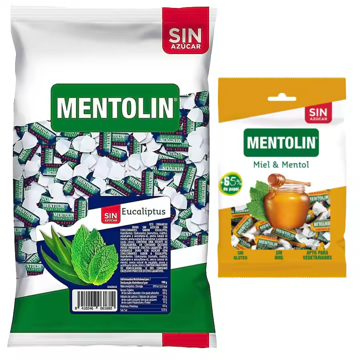 Mentolín caramelos duros eucaliptus s/a bolsa 1kg y de regalo  miel mentol s/a bolsa 100g - 1