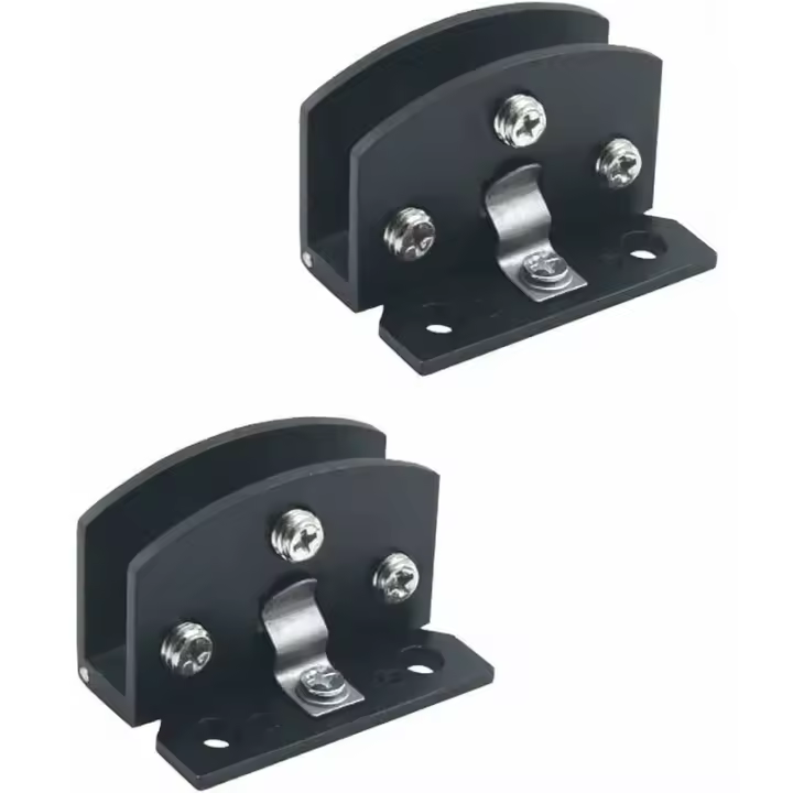 piezas de bisagras de puerta de vidrio para vitrina, bisagra de puerta con clip para vitrina (adecuada para vidrio de 5 a 8 mm de espesor, negro), piezas de repuesto de bisagra de puerta, negro, plateado - 1