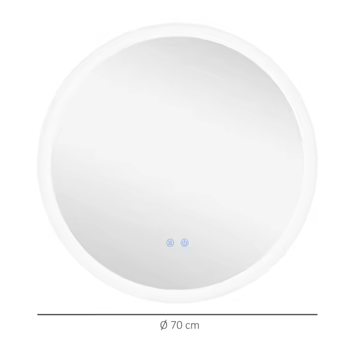Kleankin Espejo de baño con iluminación, Espejo de comparación, Ø 70 cm, con 3 colores de Luz, IP44, interruptor táctil, antivaho para Baños modernos. - 1
