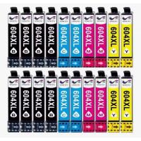 Epson 604XL Pack de 20 Cartuchos de Tinta C13T10H64010, cartuchos para epson compatibles, 8 negros, 4 magenta, 4 cyan, 4 amarillos, validos para impresoras epson: XP2200, XP2205, XP3200, XP4200, XP4205, WF2910, WF2930, WF2935, WF2950, Cartuchos de tinta - details 0