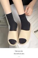 Medias Largas De Verano Para Mujer ANHUHU Seda De Hielo Delgadas Y Transpirables Estilo Casual Negro Y Blanco - details 20