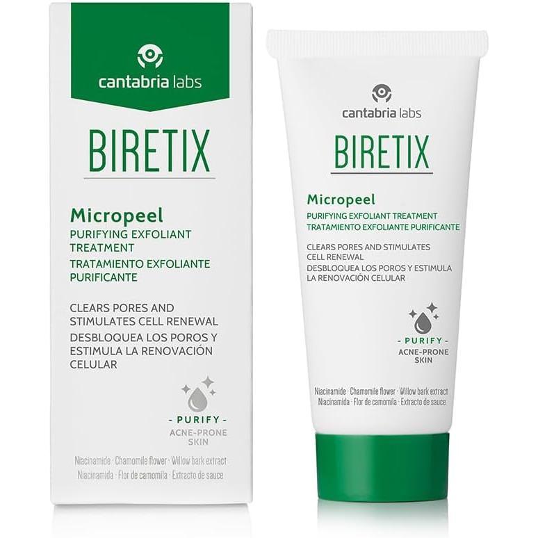 Biretix Micropeel Gel Exfoliante y Limpiador para Piel Grasa y con Tendencia Acnéica, 50 ml