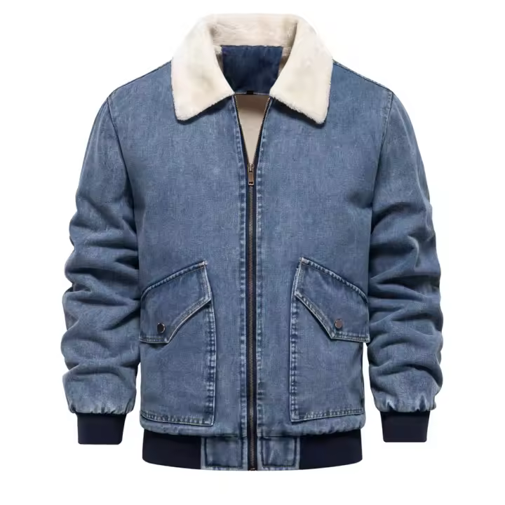 Chaqueta vaquera de terciopelo para hombre, top vaquero lavado de calidad informal, talla europea, otoño e invierno, novedad de 2024 - 1