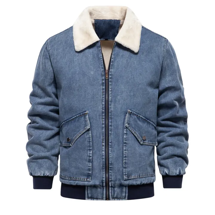 Chaqueta vaquera de terciopelo para hombre, top vaquero lavado de calidad informal, talla europea, otoño e invierno, novedad de 2024 - 1