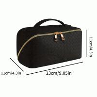 Banner - Bolsa de Cosméticos de Gran Capacidad en PU - Neceser de Maquillaje Portátil con Asa y Cremallera para Viajes y Baño - Negro