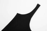 Vestido De Fiesta Vintage Negro TRAFZA Para Mujer Con Volantes Y Cuello En V Vestido Chic De Club De Noche Con Falda Midi Sin Mangas Cuello En V Ajuste Suave Estilo A-line - details 3