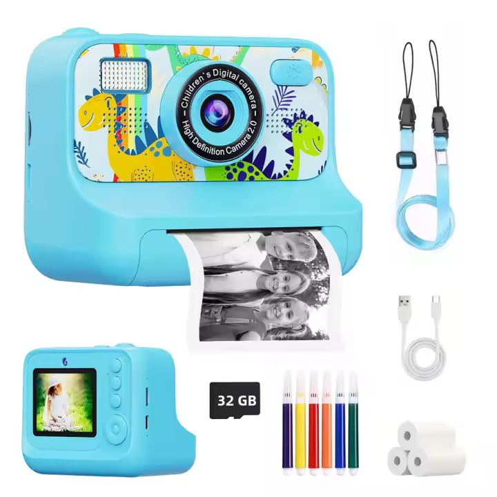 Cámara Digital Infantil AMORUS Con Impresora Térmica Regalo Para Niñas Y Niños Incluye 32G De Memoria Y 3 Rolls De Papel De Impresión - 1