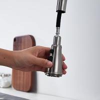 Kitchen Faucet with Pull Down Sprayer Brushed Nickel Stainless Steel Single Handle Modern Kitchen Sink Faucet with Deck Plate - details 1