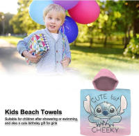 Poncho toalla niños de Stitch 100% algodón , Toalla de Playa Infantil Stitch con Capucha Toalla de Baño Poncho Toalla Poncho para Niñas Niños de 2 a 8 años de 60cm x 60cm, 300gsm - details 1