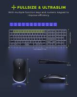 Compatibilidad: PC Y Computadora De Escritorio JOMAA Teclado Inalámbrico Y Ratón De Tamaño Completo Ultra Delgado Recargable 2.4G USB Iluminado Con Funciones Multimedia Resolución Óptica 1600 DPI Ergonómico - details 4