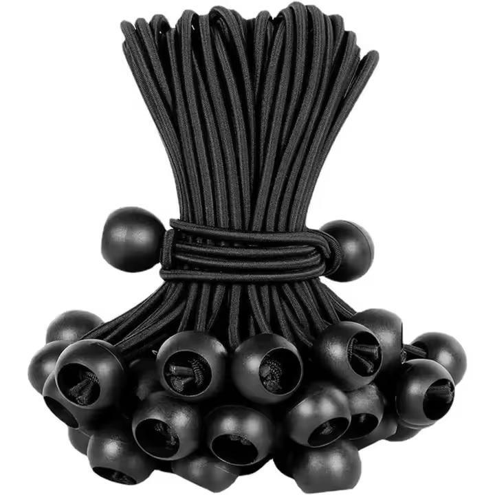 10 Pieces Bungee Cords With Balls,Black Bungee Cords With Balls,Reusable Storage Rope,Tarpaulin Bungees,Suitable For Tents,Tarpaulins,Camping and Outdoor Shelters,for Securing and Storage - 1