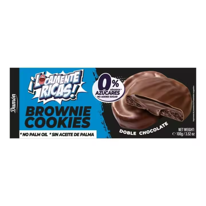 Cookies Locamente Ricas Doble Chocolate 100g - Packs 4 - 0% Azúcares  Dumon - 1