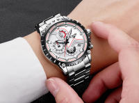 Reloj De Hombre LIGE Con Dial Azul Y Correa De Acero Inoxidable Resistente Al Agua Y Al Choque Con Fecha Y Manos Luminosas Reloj De Moda Y Casual Para Negocios - details 16