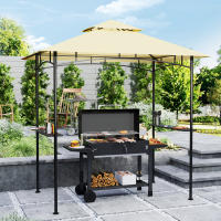 Pabellón de Barbacoa con LED 240x150x258 cm Pabellón de Jardín impermeable y retardante de llama, Techo Doble, estante lateral, Pabellón de Jardín con Protección UV, Pabellón de barbacoa Para... - details 1