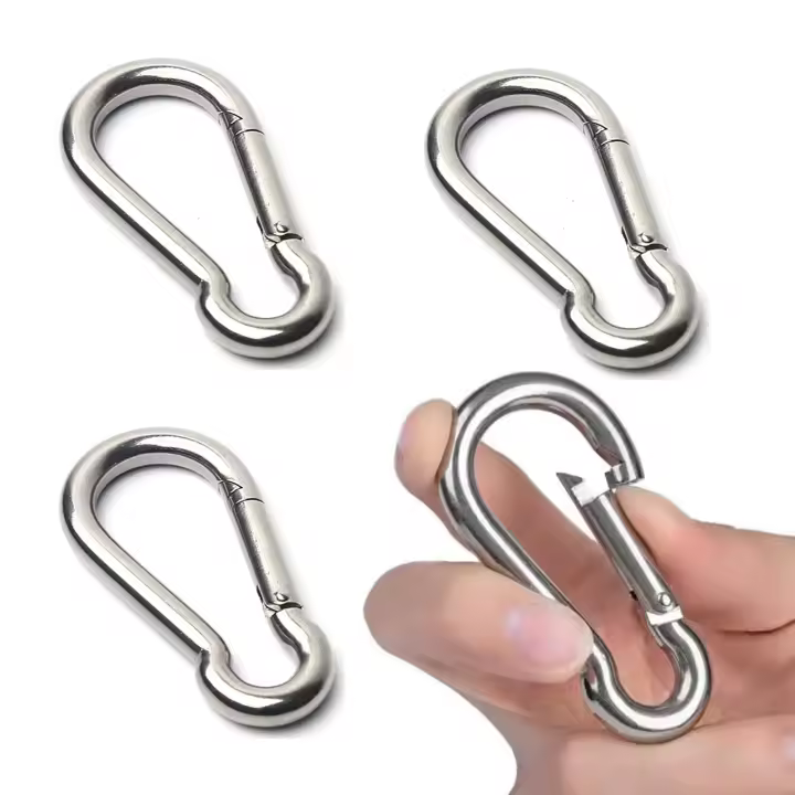Mosquetones resistentes M6, pequeños para senderismo, camping, pesca, correas para perros y más. El mosquetón de 60mm soporta hasta 70kg (no apto para escalada). - 1