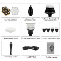 Nueva Peluca Eléctrica Para Hombres 7D Independientemente 7 Cuchillas Cabeza Flotante Recargable Impermeable Con Multifuncional Trimmer Para Hombres - details 14