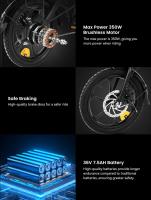 DYU A1F Pro Bicicleta Eléctrica Plegable, Motor de 250W, Batería de 36V 7.5Ah, Neumáticos de 16*1.75 pulgadas, Velocidad Máxima de 25km/h, Rango Máximo de 40km, Frenos de Disco Delanteros y Traseros, Pendiente Máxima de 15, Resistente al Agua IP54 - details 1