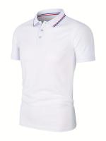 Camisa Polo Hombre Verano Transpirable Cómoda De Color Sólido Cuello Redondo Manga Corta Alta Calidad Ropa Casual De Calidad - details 9