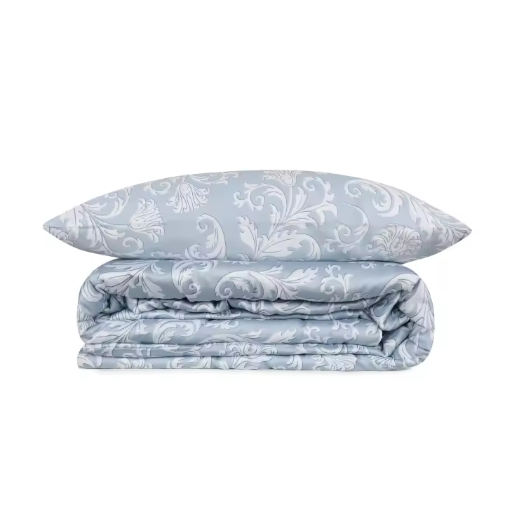 Wellhome Juego de Ropa de Cama Satén Algodón Azul Blanco 155x220cm - Suavidad Garantizada - 1