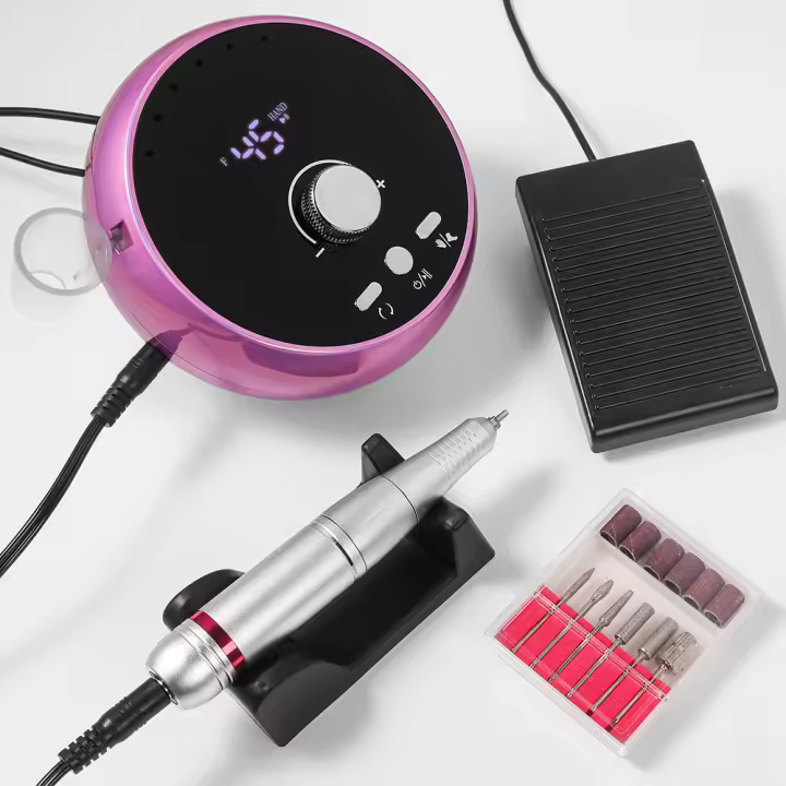 Máquina De Manicura Profesional 45000RPM Enchufe Eléctrico Ambar Rosa Morado Para Uñas Eliminador De Cutícula Y Gel - 1