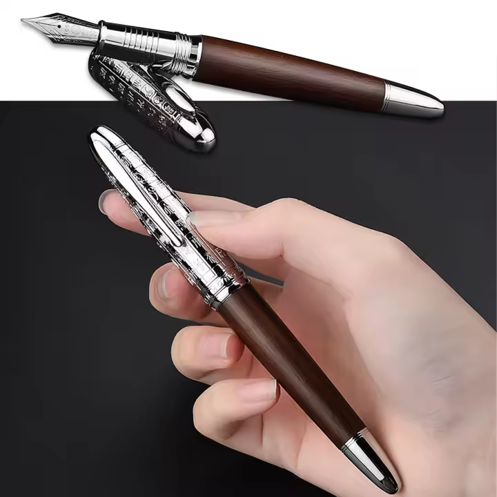 Hongdian 6016 Pluma Fuente De Madera Natural Con Hermoso Tapa De Oráculo EF/F Nib Pluma Retro Para Escritura De Tinta En Oficina Regalo De Negocios - 1