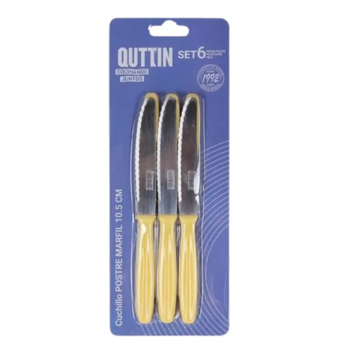 QUTTIN -  Set de 6 Cuchillos de Postre Sierra YVORY - 10,5CM - 1