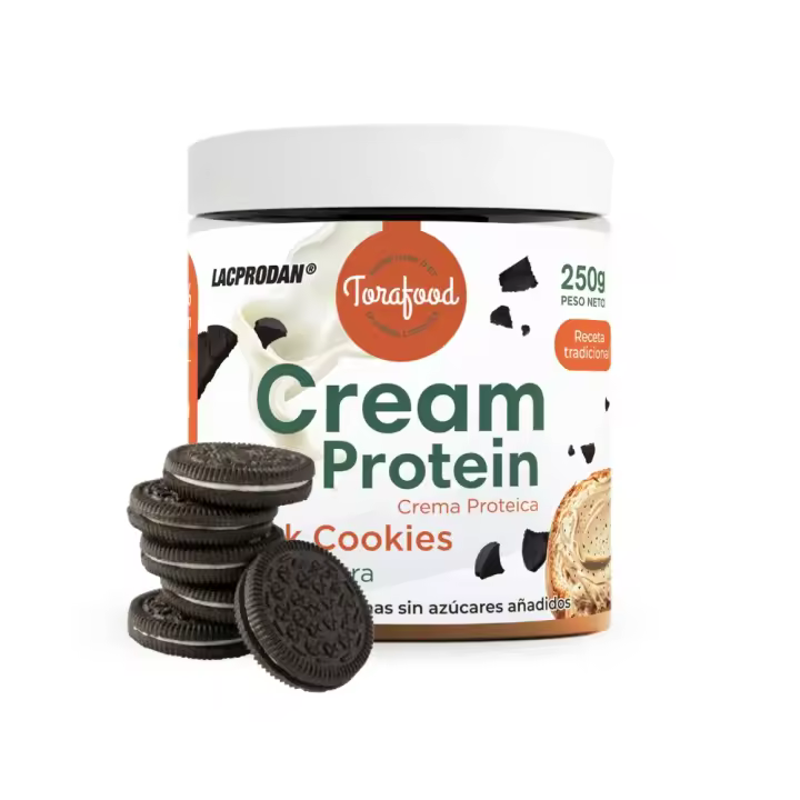 Crema Proteica Sabor Black Cookies Chips  250 gramos  20% de proteína  0% azúcares añadidos  Sin aceite de palma  TORAFOOD - 1