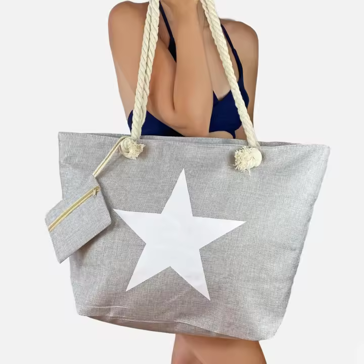 Bolso de playa estrella con cremallera, tipo capazo de verano, bolsa maxi monedero Le Côté Chic - 1