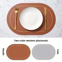 Juego De Tapetes Para Mesa De Cuero Lavables Y Resistente Al Calor Antideslizante Impermeable Para Comedor Tamaños 45x30CM Colores Variados - details 16