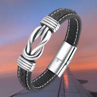 Regalo de los hombres pulsera de metal de cuero de los hombres Punk de titanio de acero inoxidable de moda personalizada pulsera de joyería de la mano Regalo de los hombres Padre / Abuelo de Navidad de los hombres de San Valentín Día del Padre de regalo - details 3