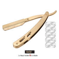Cuchillo De Afeitar Para Hombres Herramientas De Barbero Con 5 Hojas De Acero Inoxidable Portarrazores Plegable Para Cabello Y Barba - details 4