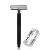 Afeitadora Manual Clásica Para Hombres Cuchilla De Seguridad Doble Hojas 1 Mango + 1 Hoja Metal Tradicional Afeitadora Tamaño 11cm - details 1