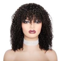 Pelucas De Cabello Brasileño Rizado Corto Con Franja Para Mujeres Peluca Mecánica De Cabello No Remy Tamaño Promedio Color Natural - details 9