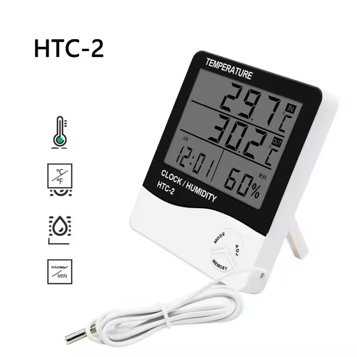 1pc HTC-2 Estación Meteorológica Digital Eléctrica Con Termómetro Y Higrómetro Pantalla LCD Exterior Medidor De Humedad - 1