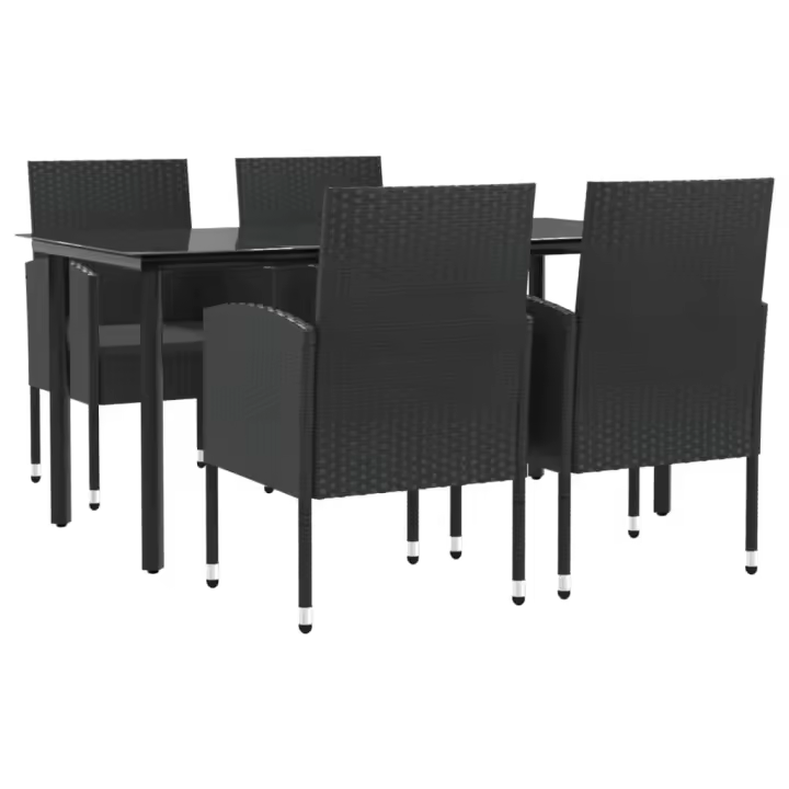 vidaXL Juego de comedor de jardín 5 pzas ratán sintético y acero negro - 1