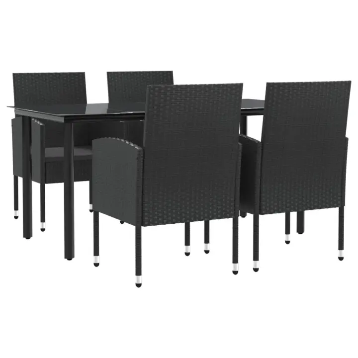 vidaXL Juego de comedor de jardín 5 pzas ratán sintético y acero negro - 1