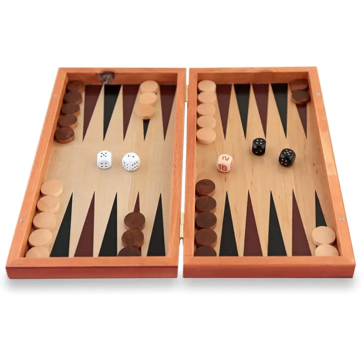 Backgammon de entrenamiento Aquamarine games SG1019. Fabricado en madera. Estuche de viaje - 1