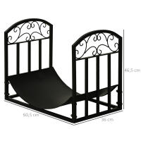 Outsunny Soporte para Leña Estante de Leña Leñero de Metal con Estante Curvo para Interior y Exterior 60,5x36x46,5 cm Negro - details 2