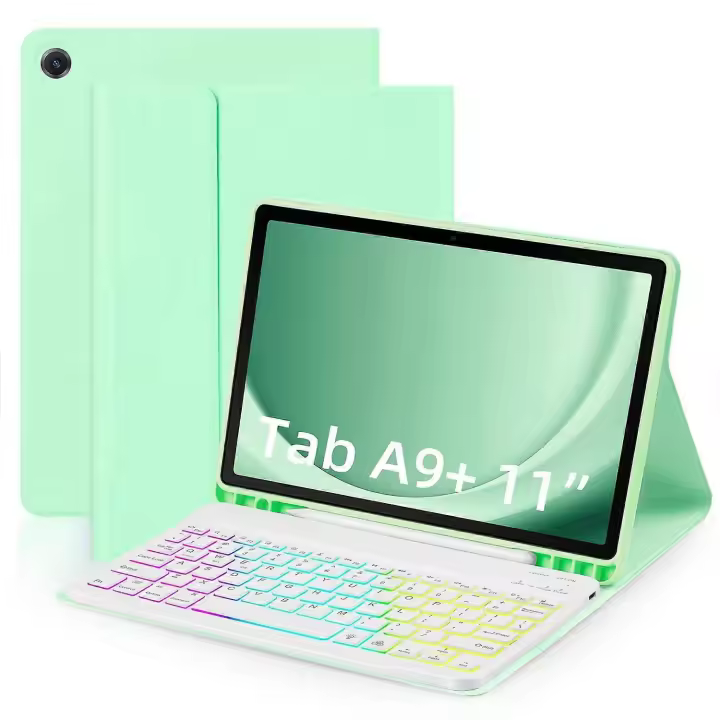 Samsung Galaxy Tab A9+ Leather Case with Detachable RGB Backlit Keyboard - 1