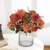 Bouquet De Flores Artificiales Con Hydrangea Y Peonías Sintéticas Para Decoración De Hogar Y Bodas Centros De Mesa Falsas - details 5