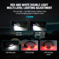 Linterna Frontal LED COB XPE Con Batería Integrada Recargable USB Para Correr Por Noche Y Camping Luz Blanca Roja Alta/Media/Baja Impermeable Negro - details 9