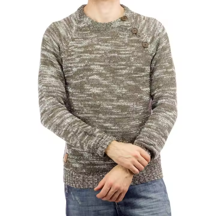 Koroshi Jersey de manga larga color oliva para hombre | Ropa Casual - 1