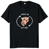 Camiseta De Gato Divertido Despierta Y Actúa Silvestre 100% Algodón Hombre Y Mujer Talla EU Estilo Gráfico Y2K Para Uso Diario Verano - details 1