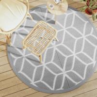 vidaXL Alfombra de exterior ARAKIL Ø160 cm PP en color Gris claro/Blanco y gris claro/Estampado gris y más - details 3