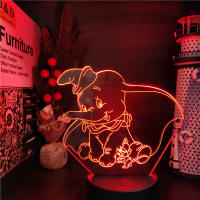 Lámpara De Noche LED 3D Dumbo Cartoon Para Decoración De Habitación Infantil Lámpara De Escritorio Cambio De Color Regalo - details 6