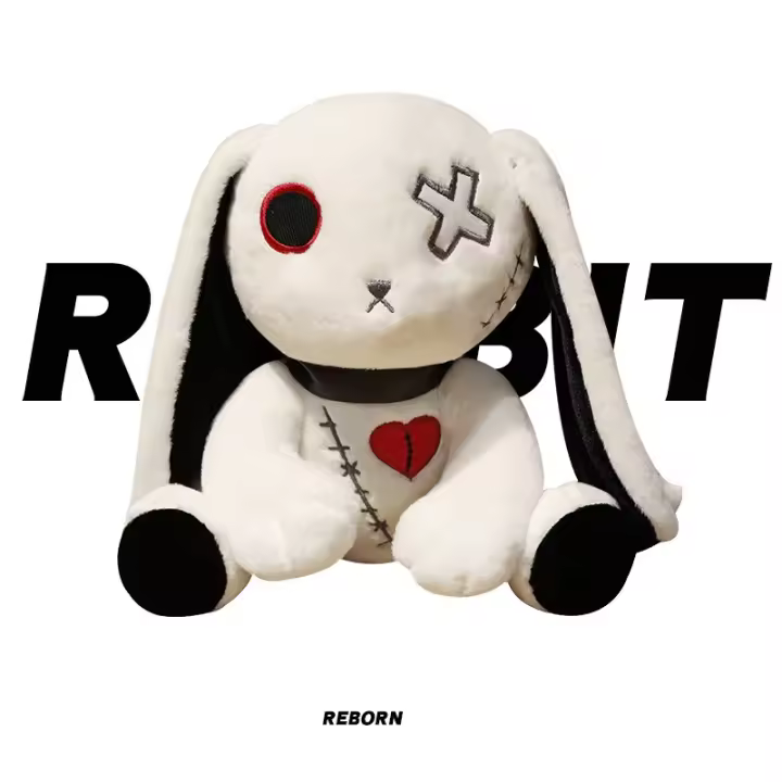 Oso De Peluche De Conejo Oscuro Estilo Gótico Rock Juguete Para Niños Decoración De Hogar Tamaño 25cm Relleno De Algodón PP - 1