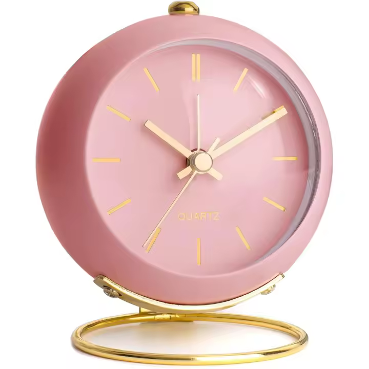 TK Reloj despertador de escritorio a pilas con luz, reloj analógico retro silencioso sin tictac, reloj de mesa ruidoso para mesita de noche, dormitorio, cocina, oficina, viajes, niños, decoración - 1